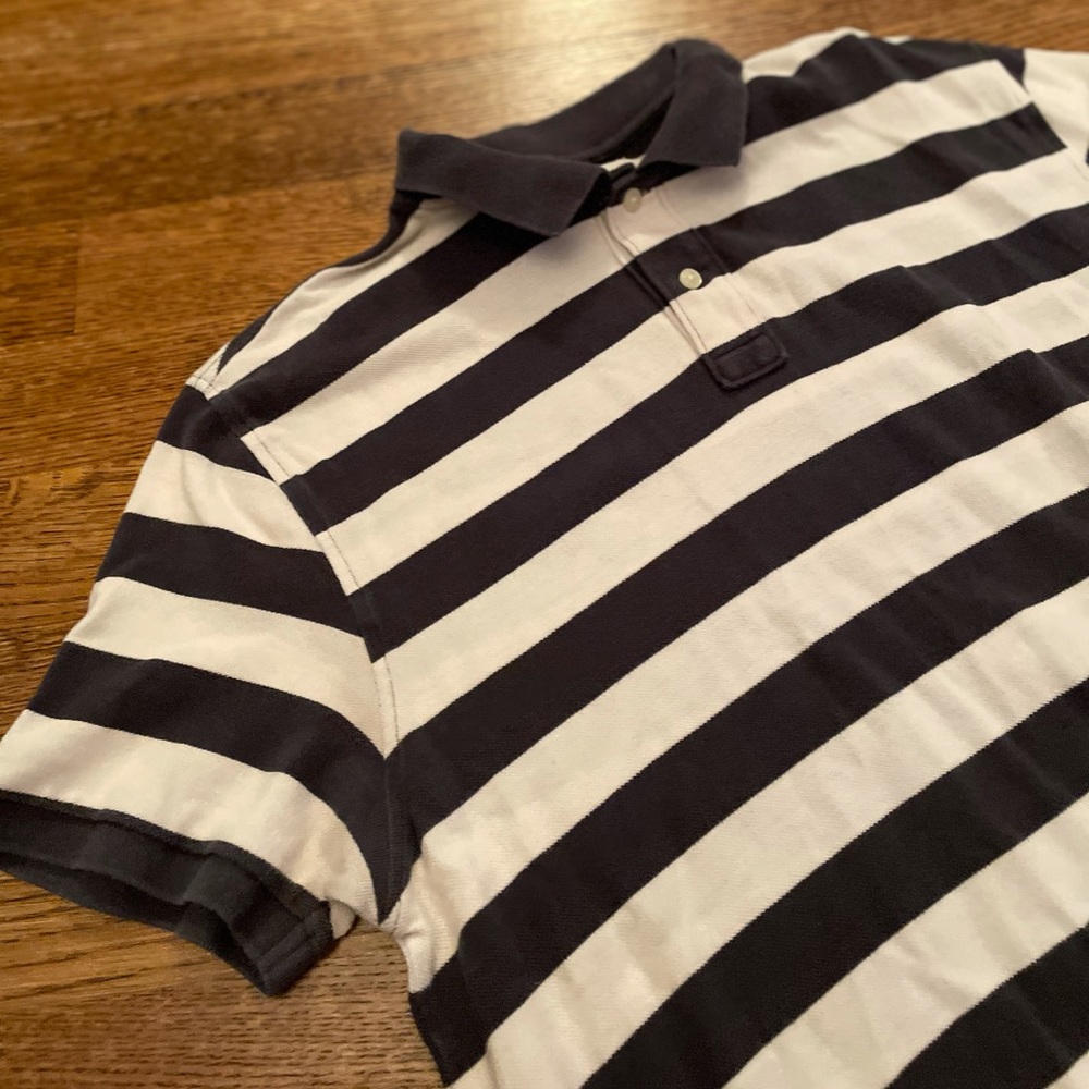 JCrew men’s pique polo -navy/white stripe